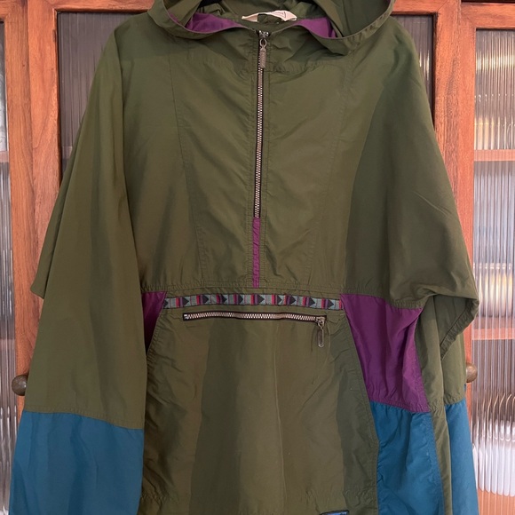 L.L. Bean Green and Blue Windbreaker Anorak half zip vintage 80s - Picture 2 of 13